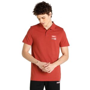 PUMA Original SW Graphic Men Solid Polo Neck Cotton Blend (200 gsm) Red T-Shirt