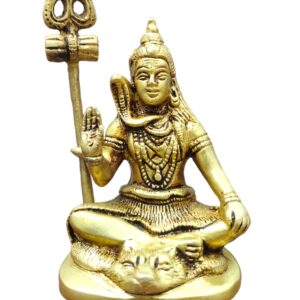 ARISERS Brass Statue Lord Shiva Idol Hindu God Shiv Bhagwan Murti for Home Mandir Temple Religious Gifts Showpiece